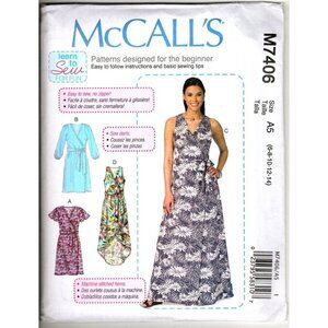 McCall's M7406  Learn to Sew Misses 6 to 14 Dress Sewing Pattern New